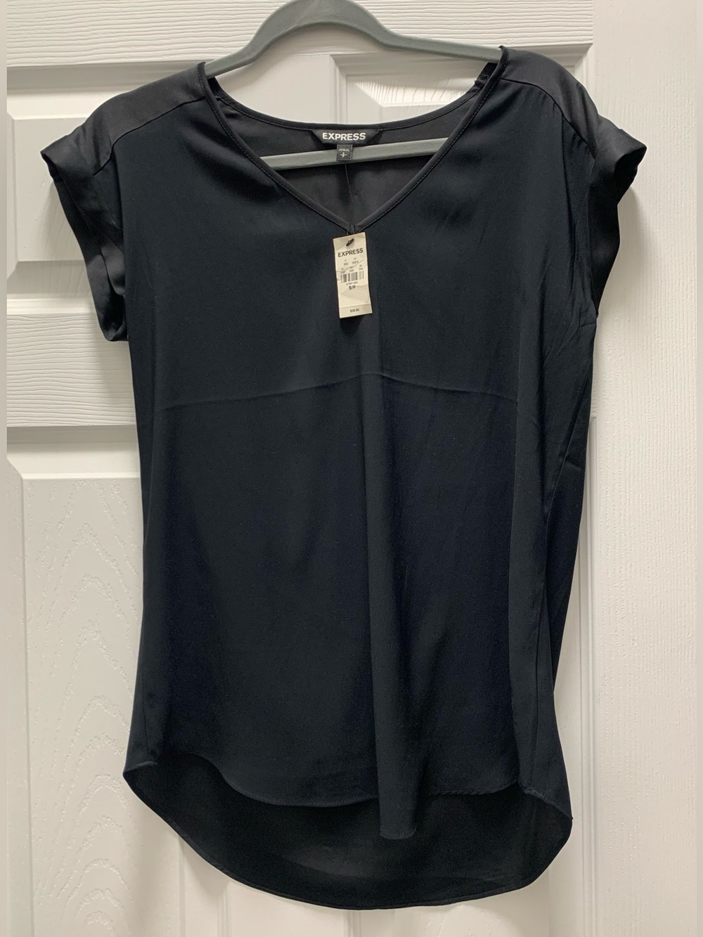 Express Black V-Neck Cap Sleeve Blouse